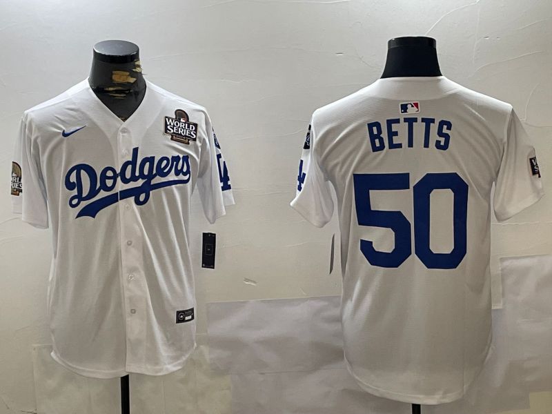 Men Los Angeles Dodgers #50 Betts White Game 2024 Nike MLB Jersey style 11201